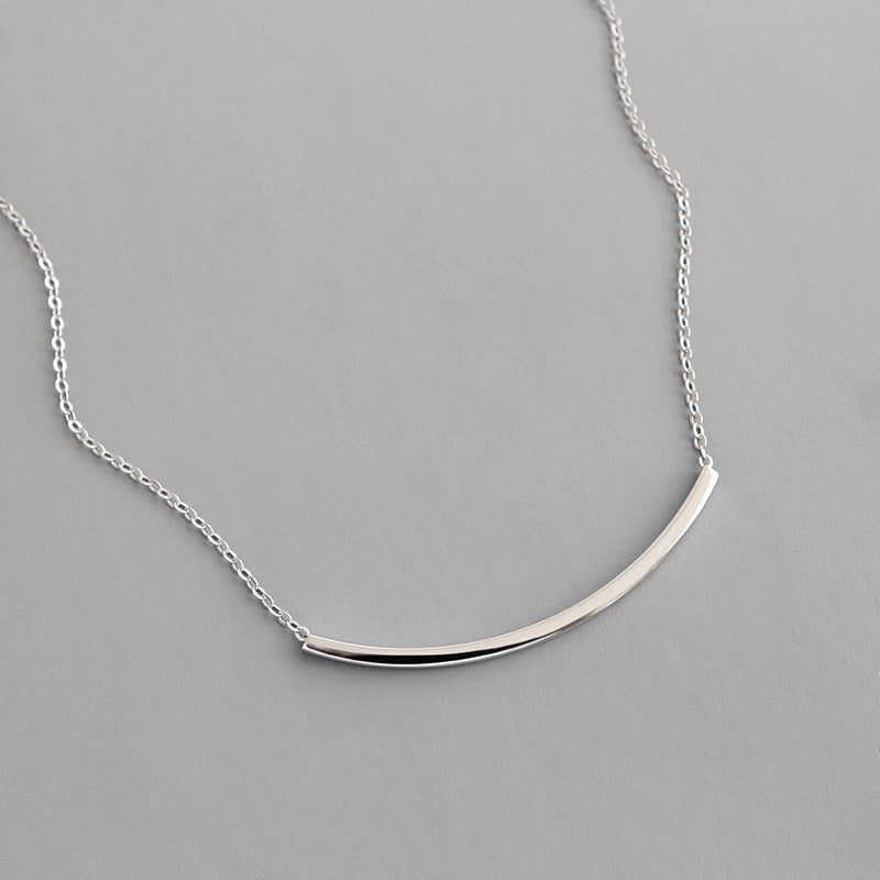 Geometry Square Tube Smile Halskette 925 Sterling Silber
