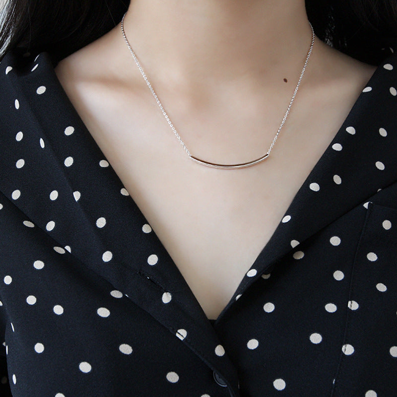 Geometry Square Tube Smile Halskette 925 Sterling Silber