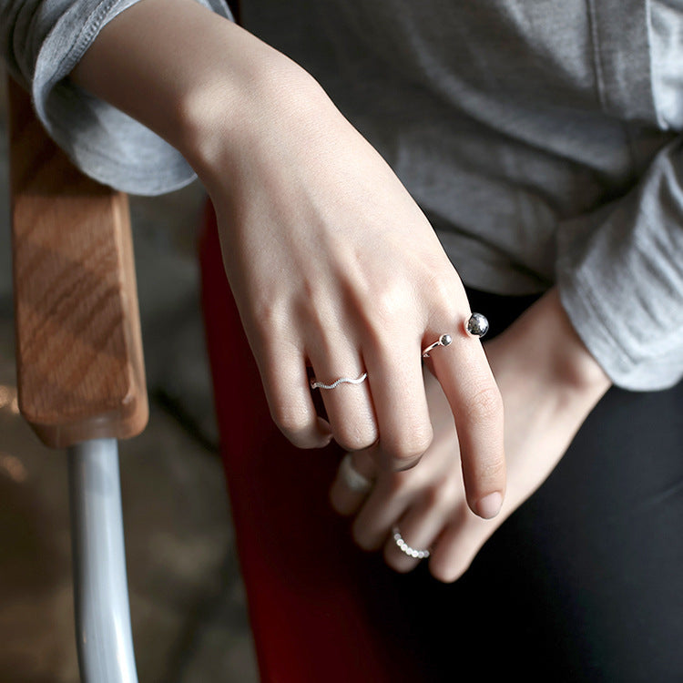 Doppelperlen Ring 925 Sterling Silber - Verstellbar & Elegant