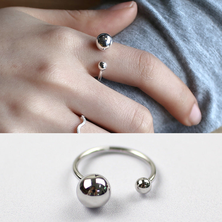 Doppelperlen Ring 925 Sterling Silber - Verstellbar & Elegant