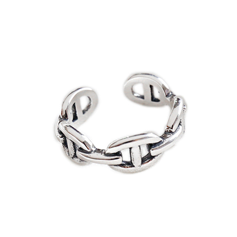Hohes Schweinenasen-Ring aus 925 Sterling Silber, verstellbar im Vintage- und modernen Stil, von silverbene