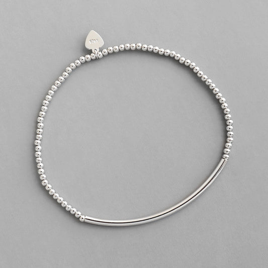 Simple 2mm Beads Tube 925 Sterling Silver Bracelet - SterlingSilberSchmuck