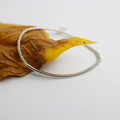 Simple 2mm Beads Tube 925 Sterling Silver Bracelet - SterlingSilberSchmuck