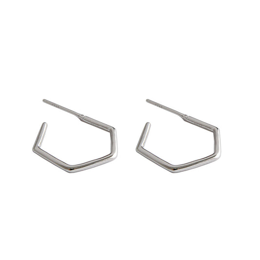 Hollow Hexagon Creolen aus 925 Sterlingsilber – Geometrisch Modern