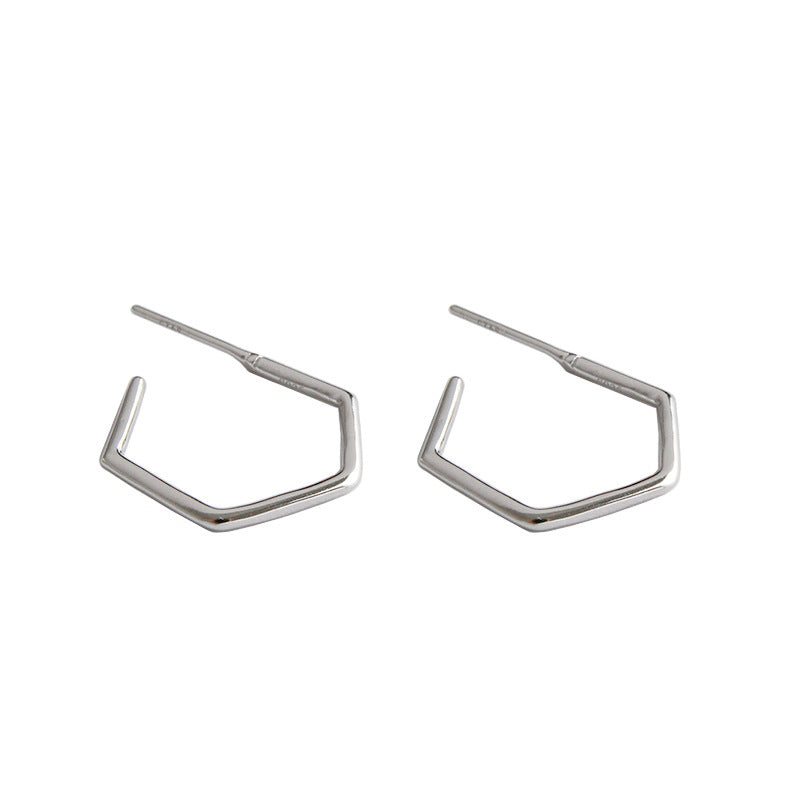 Hollow Hexagon Creolen aus 925 Sterlingsilber – Geometrisch Modern