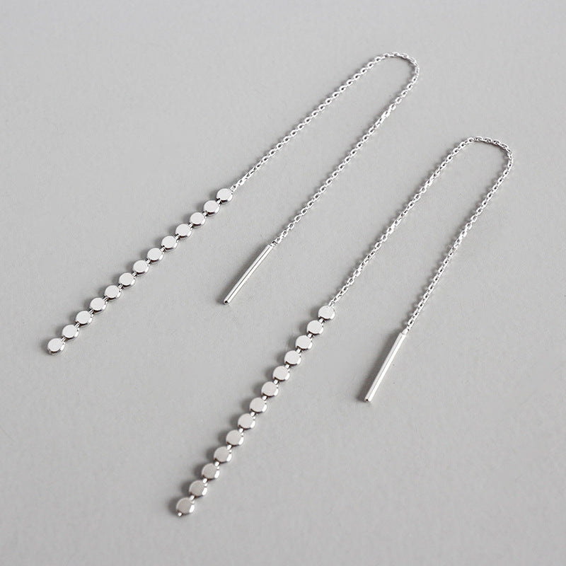 Flat Beads Tassel Ohrringe 925 Sterling Silber elegant modern