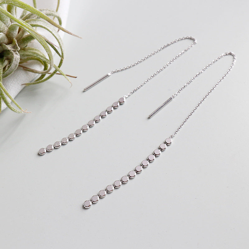 Flat Beads Tassel Ohrringe 925 Sterling Silber elegant modern