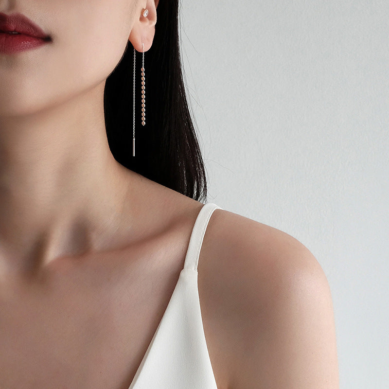 Flat Beads Tassel Ohrringe 925 Sterling Silber elegant modern