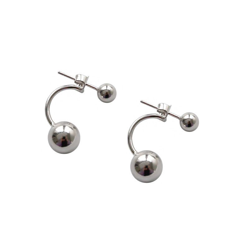Simple Classic Round Beads 925 Sterling Silver Stud Earrings - SterlingSilberSchmuck