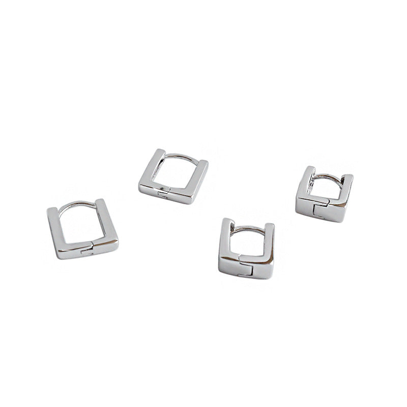 Classic Geometry Hollow Square 925 Sterling Silver Hoop Earrings - SterlingSilberSchmuck