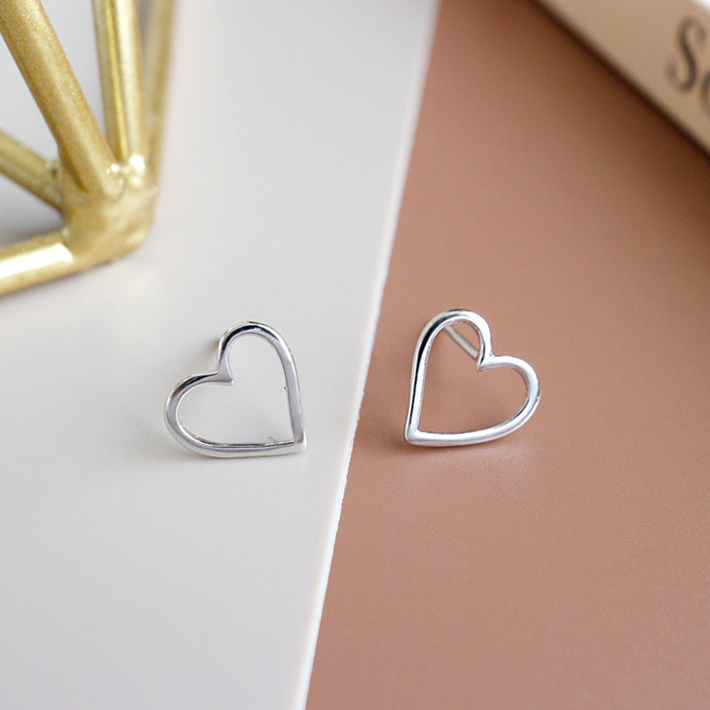 Hollow Heart Ohrringe - 925 Sterling Silber Herz Stecker