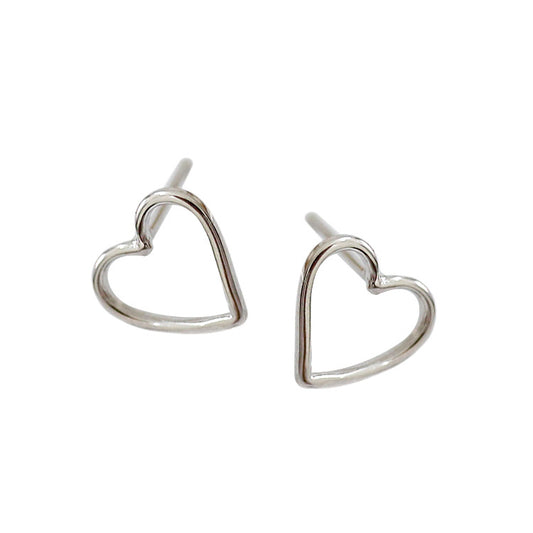 Hollow Heart Ohrringe - 925 Sterling Silber Herz Stecker