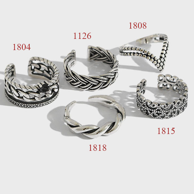 Vintage Twisted Flower V Shape 925 Sterling Silver Adjustable Ring - SterlingSilberSchmuck
