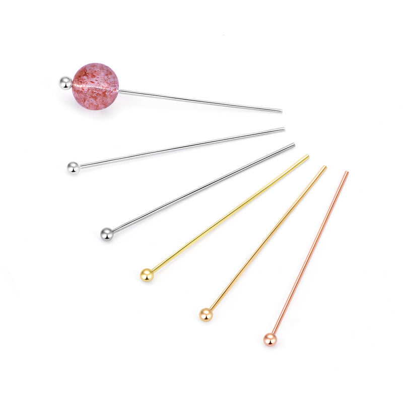 Simple 9 Shape Beads 925 Sterling Silver DIY Head Pin - SterlingSilberSchmuck