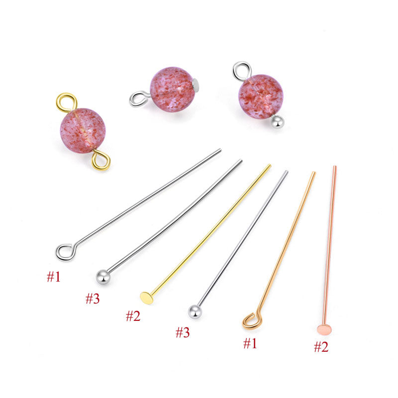 Simple 9 Shape Beads 925 Sterling Silver DIY Head Pin - SterlingSilberSchmuck