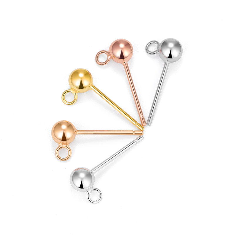 Simple Beads Ball 925 Sterling Silver DIY Earring Bails - SterlingSilberSchmuck