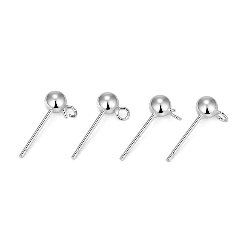 Simple Beads Ball 925 Sterling Silver DIY Earring Bails - SterlingSilberSchmuck