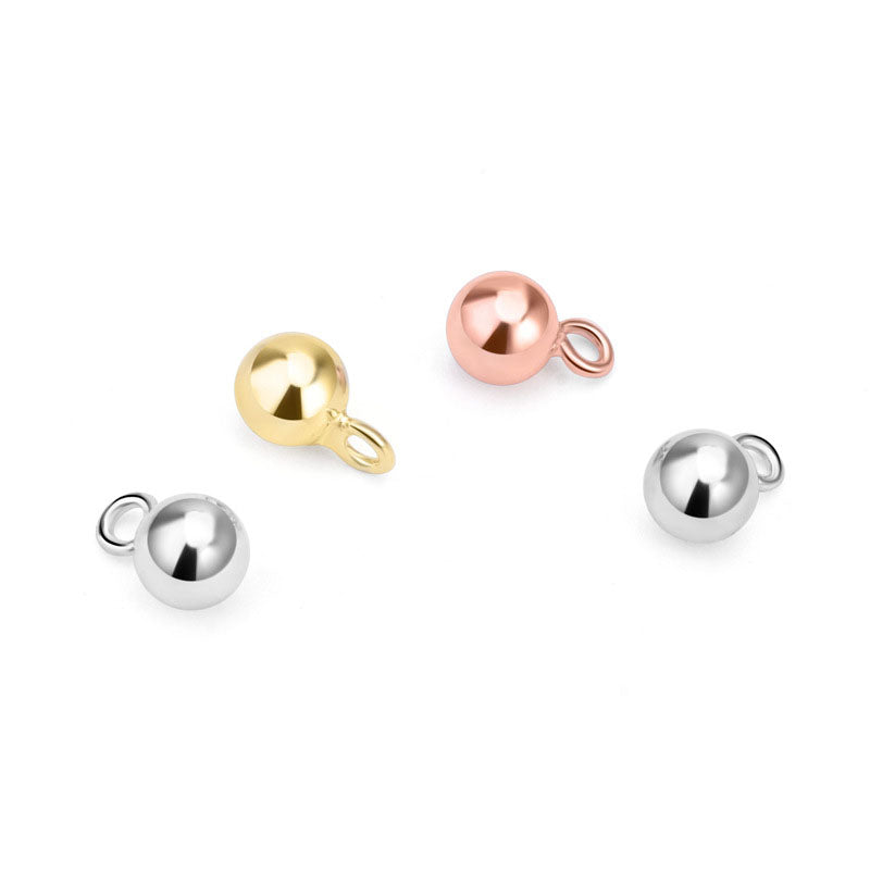 Simple Round Beads with Loop 925 Sterling Silver DIY Bead Bail - SterlingSilberSchmuck