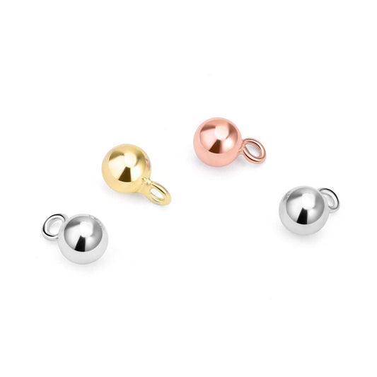 Simple Round Beads with Loop 925 Sterling Silver DIY Bead Bail - SterlingSilberSchmuck