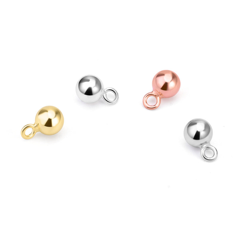 Simple Round Beads with Loop 925 Sterling Silver DIY Bead Bail - SterlingSilberSchmuck
