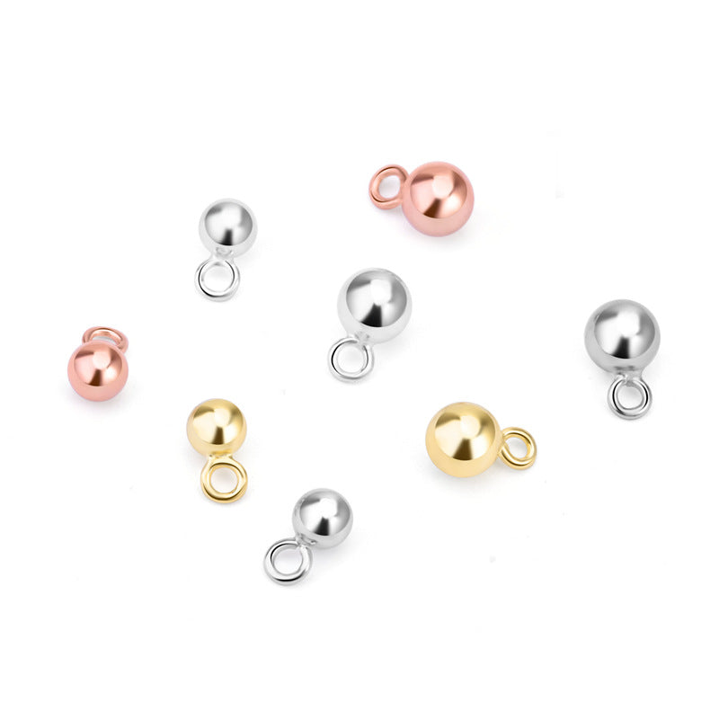 Simple Round Beads with Loop 925 Sterling Silver DIY Bead Bail - SterlingSilberSchmuck