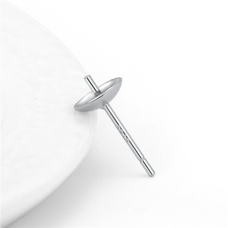 Simple Earring Pearl 925 Sterling Silver DIY Pin - SterlingSilberSchmuck