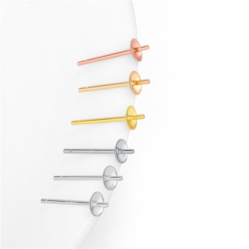 Simple Earring Pearl 925 Sterling Silver DIY Pin - SterlingSilberSchmuck