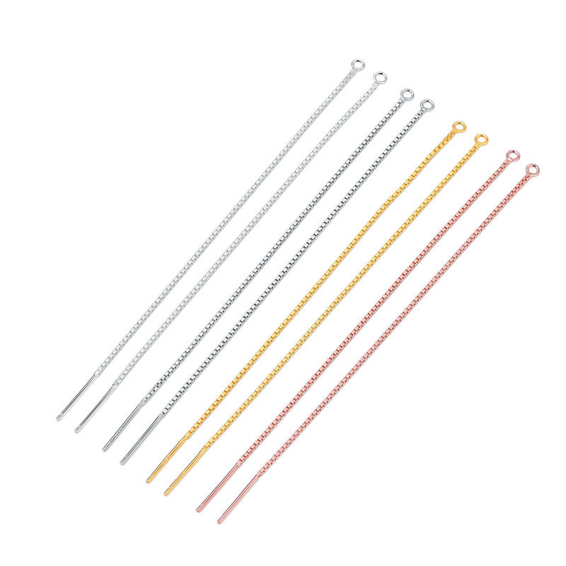 Simple Box Chain 925 Sterling Silver DIY Earring Settings - SterlingSilberSchmuck