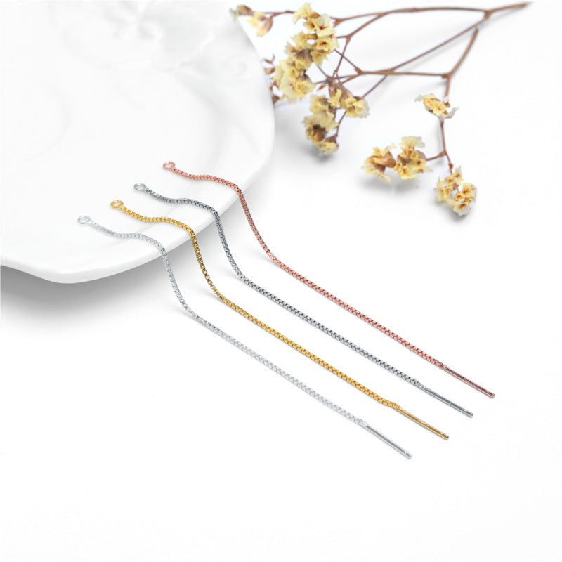 Simple Box Chain 925 Sterling Silver DIY Earring Settings - SterlingSilberSchmuck
