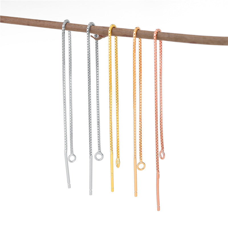 Simple Box Chain 925 Sterling Silver DIY Earring Settings - SterlingSilberSchmuck