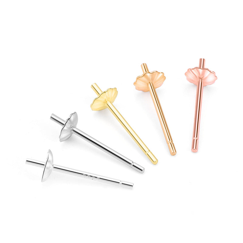 Women Flower 925 Sterling Silver Earring Settings - SterlingSilberSchmuck