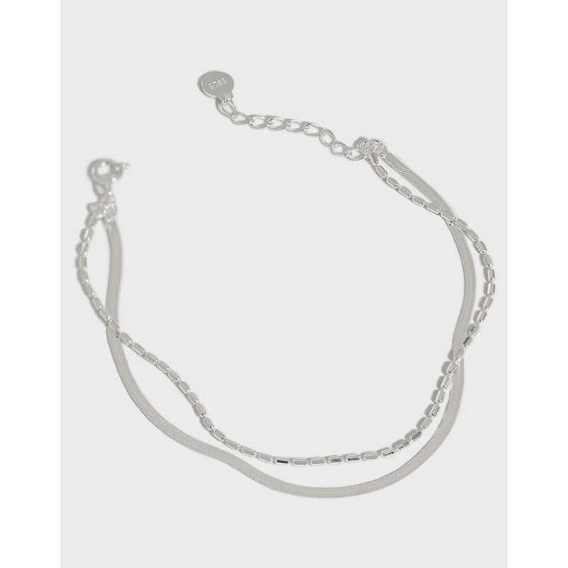 Doppelschicht Perlen Snake Chain Armband aus 925 Sterling Silber mit Perlen und Schlange-Design, von silverbene