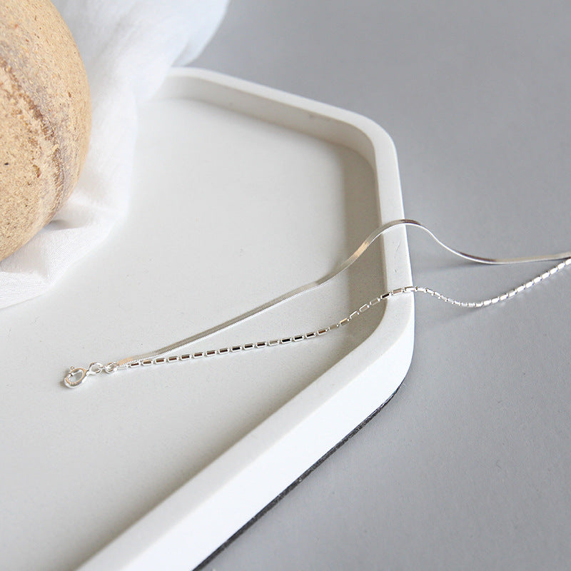 Doppelschicht Perlen Snake Chain Armband aus 925 Sterling Silber von silverbene, detailreiche Perlen und geschwungene Glieder sichtbar