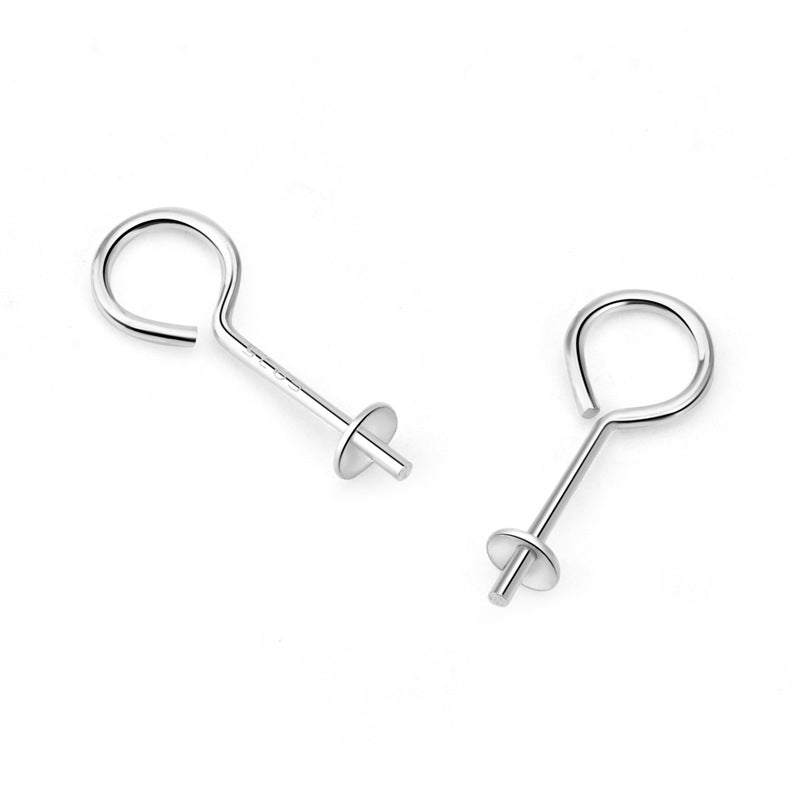Simple 9 Shape 3mm 925 Sterling Silver Earrings Setting - SterlingSilberSchmuck