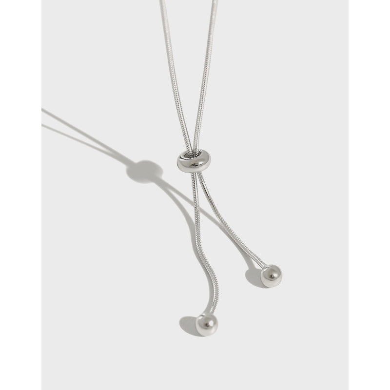 Schlangenkette Perlen Halskette 925 Sterling Silber verstellbar