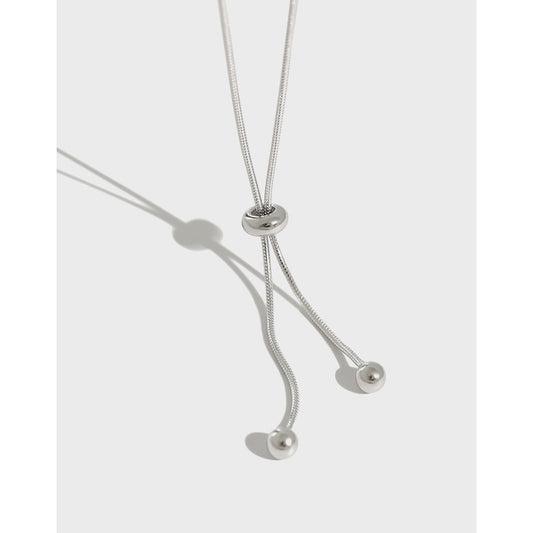 Schlangenkette Perlen Halskette 925 Sterling Silber verstellbar