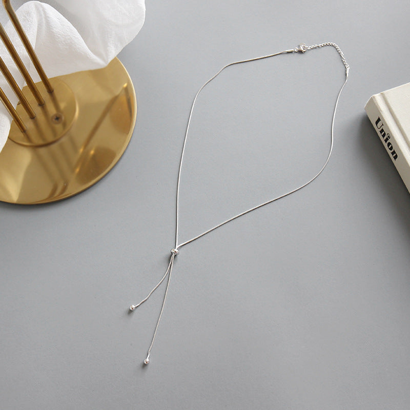 Schlangenkette Perlen Halskette 925 Sterling Silber verstellbar
