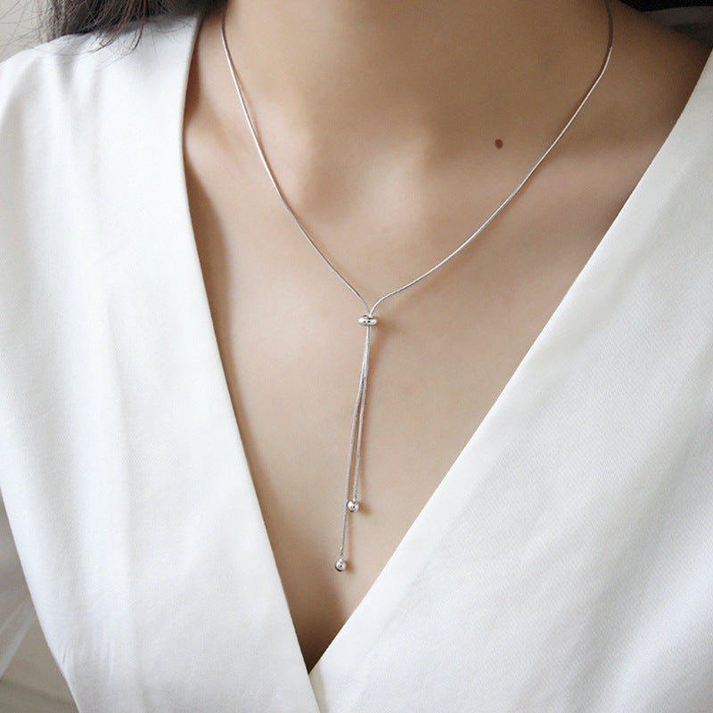 Schlangenkette Perlen Halskette 925 Sterling Silber verstellbar