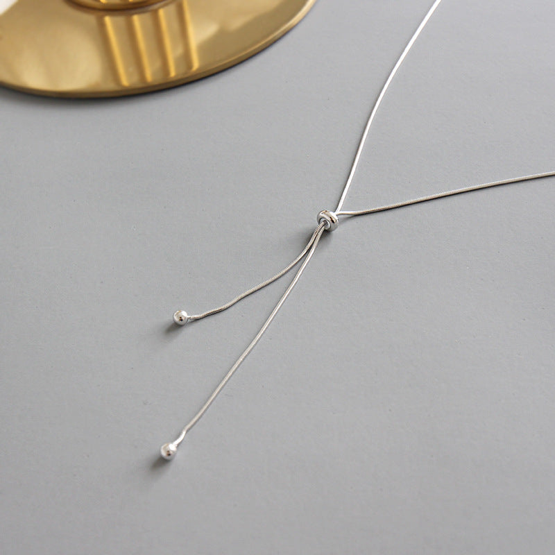 Schlangenkette Perlen Halskette 925 Sterling Silber verstellbar