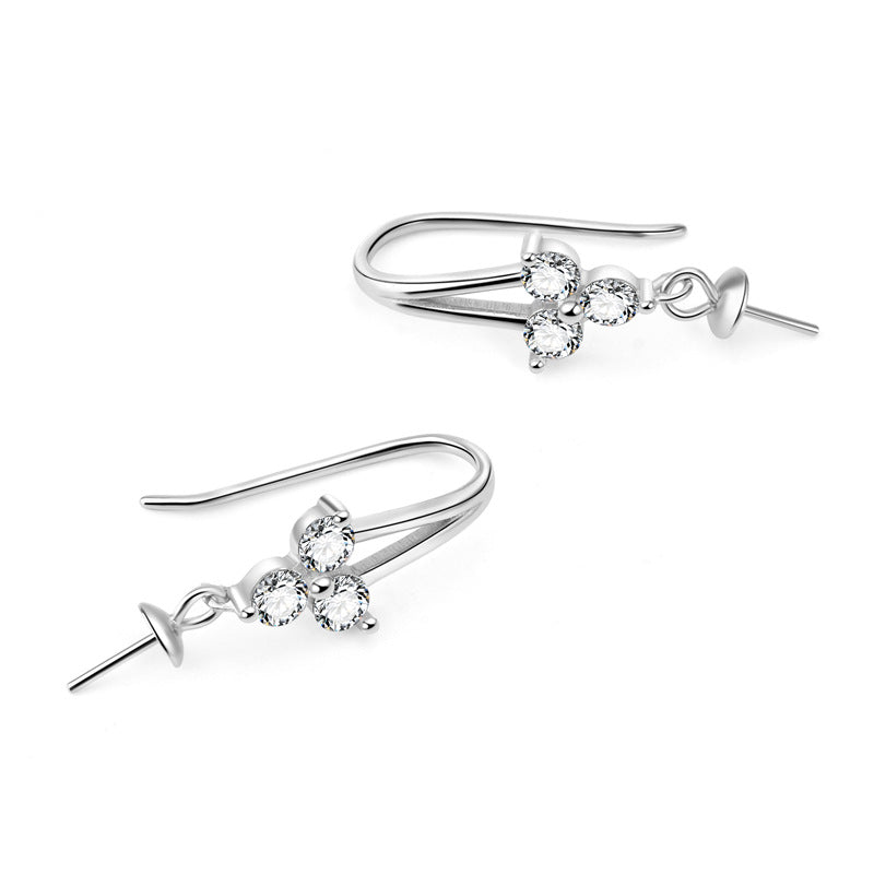 New CZ Three Leaf Clover 925 Sterling Silver DIY Earring Hooks - SterlingSilberSchmuck