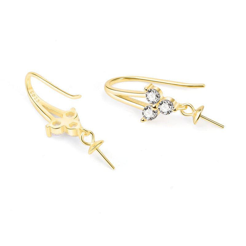New CZ Three Leaf Clover 925 Sterling Silver DIY Earring Hooks - SterlingSilberSchmuck
