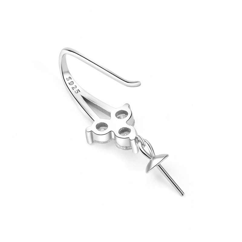 New CZ Three Leaf Clover 925 Sterling Silver DIY Earring Hooks - SterlingSilberSchmuck