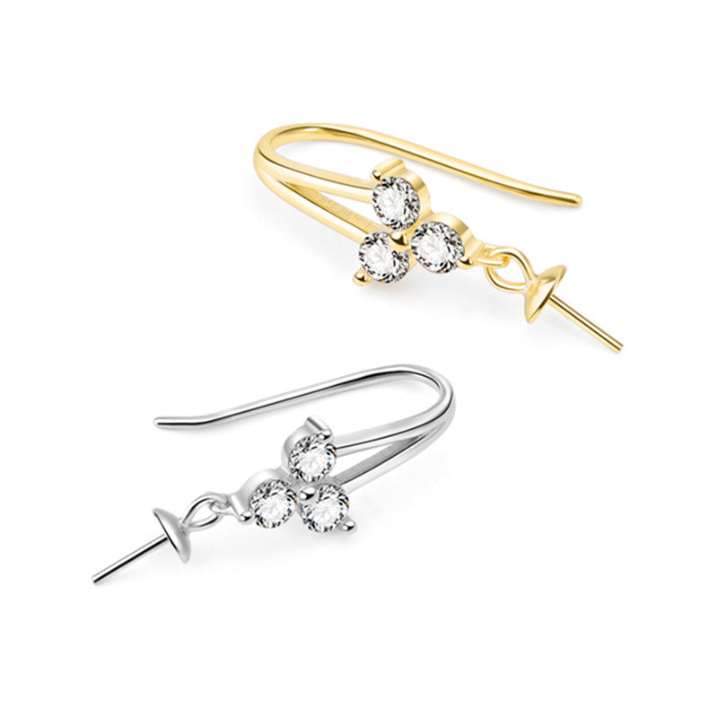 New CZ Three Leaf Clover 925 Sterling Silver DIY Earring Hooks - SterlingSilberSchmuck