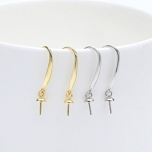 Simple Casual 925 Sterling Silver DIY Earrings Hooks - SterlingSilberSchmuck