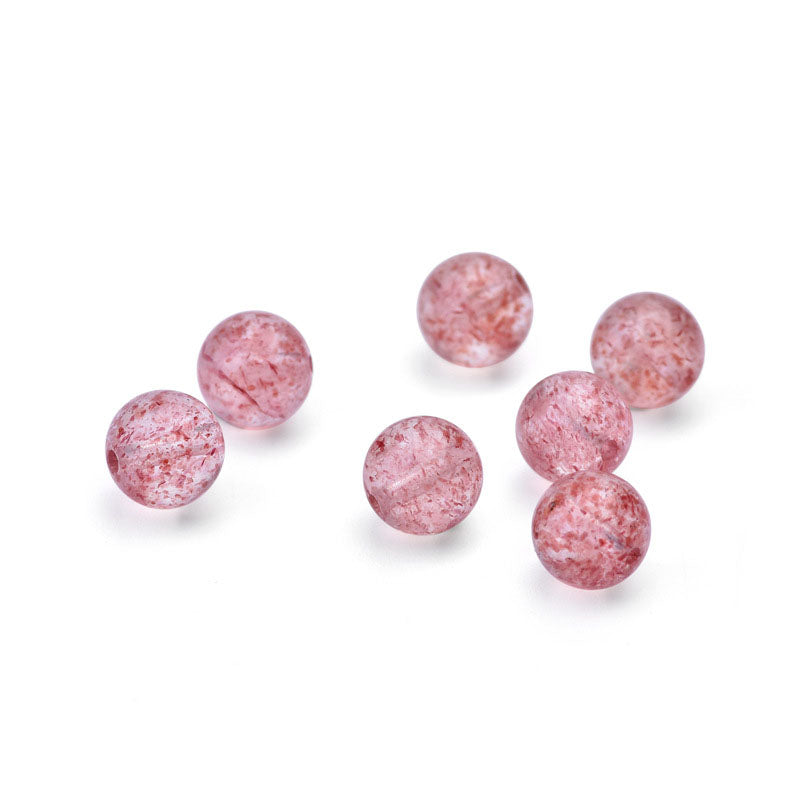 6mm - 10mm Natural Strawberry Quartz DIY Beads - SterlingSilberSchmuck
