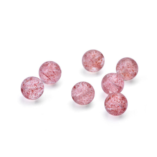 6mm - 10mm Natural Strawberry Quartz DIY Beads - SterlingSilberSchmuck