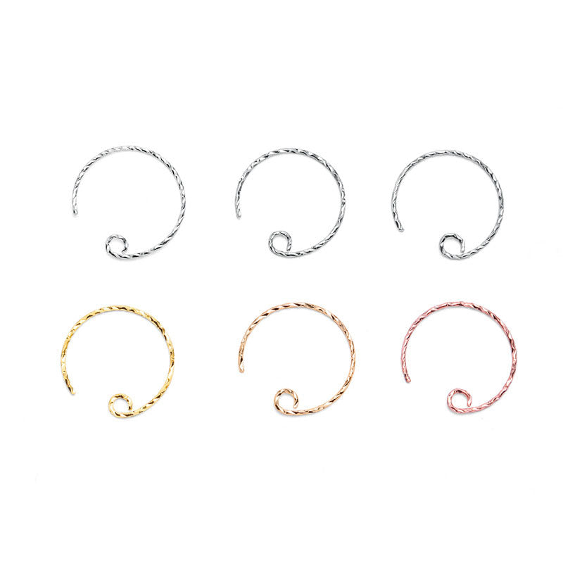 Simple Twisted Circle 925 Sterling Silver Earring Hooks - SterlingSilberSchmuck