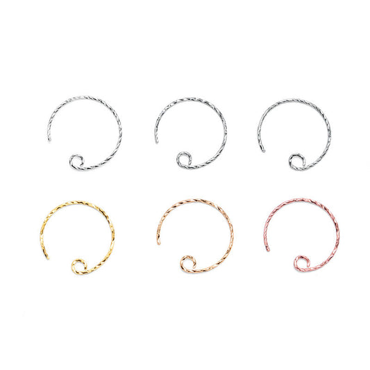 Simple Twisted Circle 925 Sterling Silver Earring Hooks - SterlingSilberSchmuck