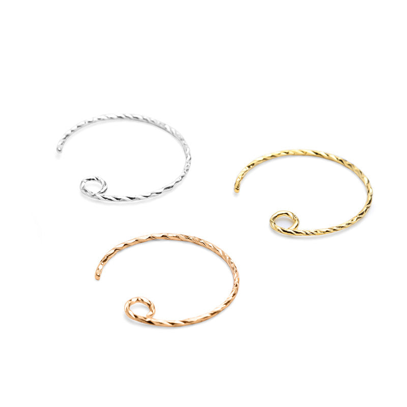 Simple Twisted Circle 925 Sterling Silver Earring Hooks - SterlingSilberSchmuck