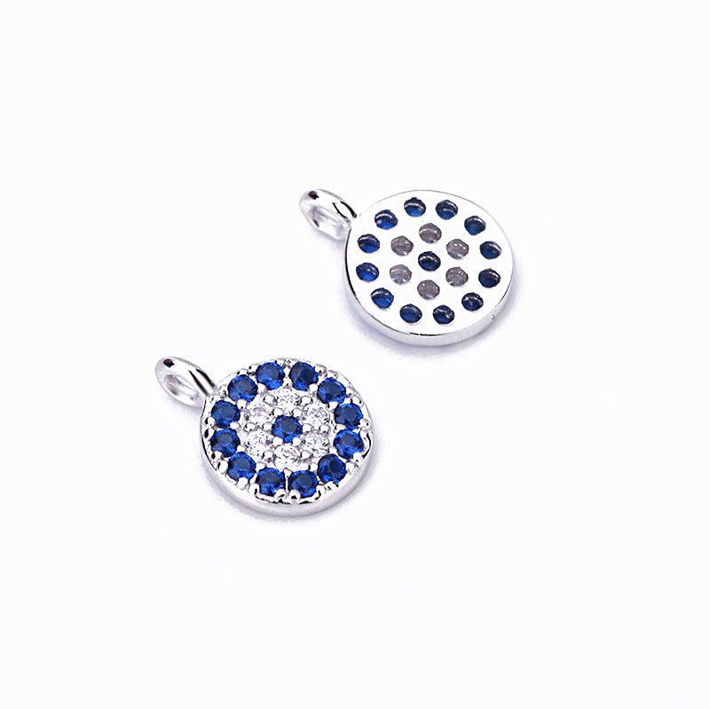 Fashion CZ Round Devil's Eye 925 Sterling Silver DIY Charm - SterlingSilberSchmuck